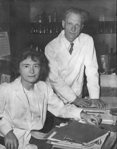 Drs. Gerty Cori and Carl Cori at work